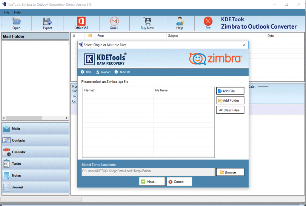 Zimbra Preview with Software