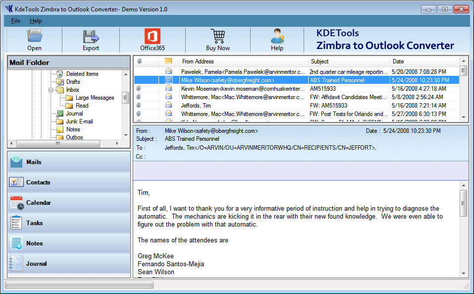 Zimbra Preview with Software